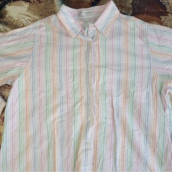 Dress barn Woman's Button Front Shirt Multicolor Stripe Long Sleeve Collar 1X - Picture 5 of 12